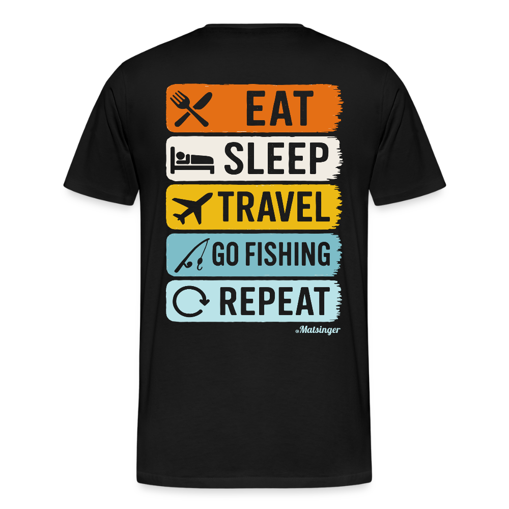 Eat-Sleep-Travel-Go Fishing-Repeat - Schwarz